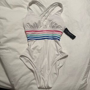 La Blanca Women's One Piece with Multicolor Stripes